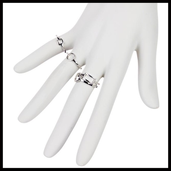 VINCE CAMUTO 4 SET STACKABLE GEO SILVER RINGS A2C - Picture 3 of 8
